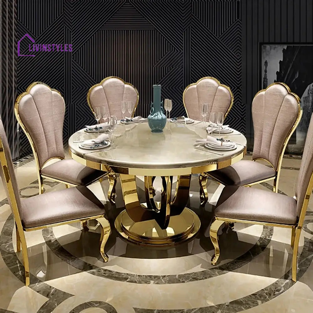 Trofim Stainless Steel Round Dining Table