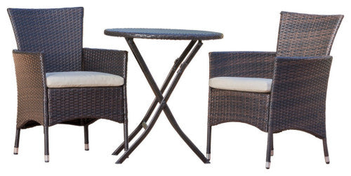 Sush Outdoor Patio Seating Set 2 Chairs and 1 Table Set (Brown)
