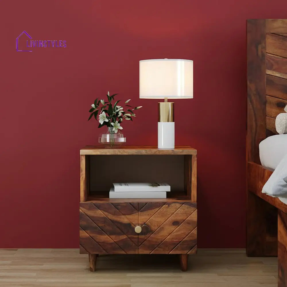 Truc Lower Drawer Bedside Table In Sheesham Wood