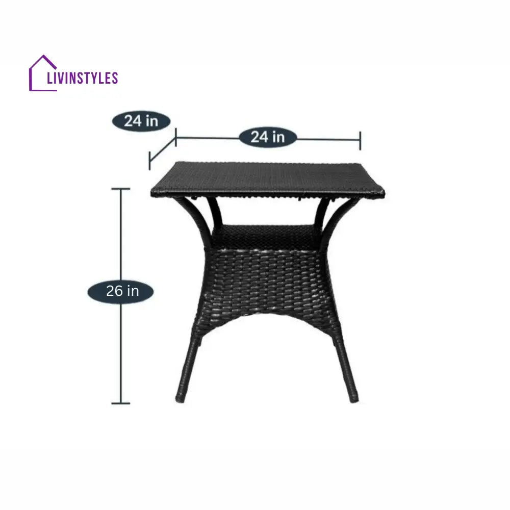 Trudy Outdoor Patio Seating Set 2 Chairs and 1 Table Set (Black) - Coffee Table Sets