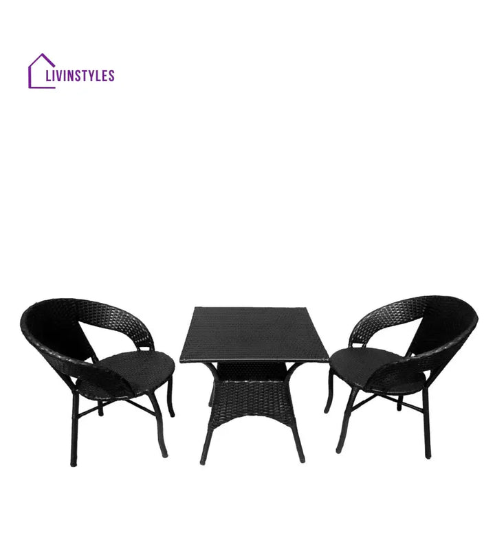 Trudy Outdoor Patio Seating Set 2 Chairs and 1 Table Set (Black) - Coffee Table Sets