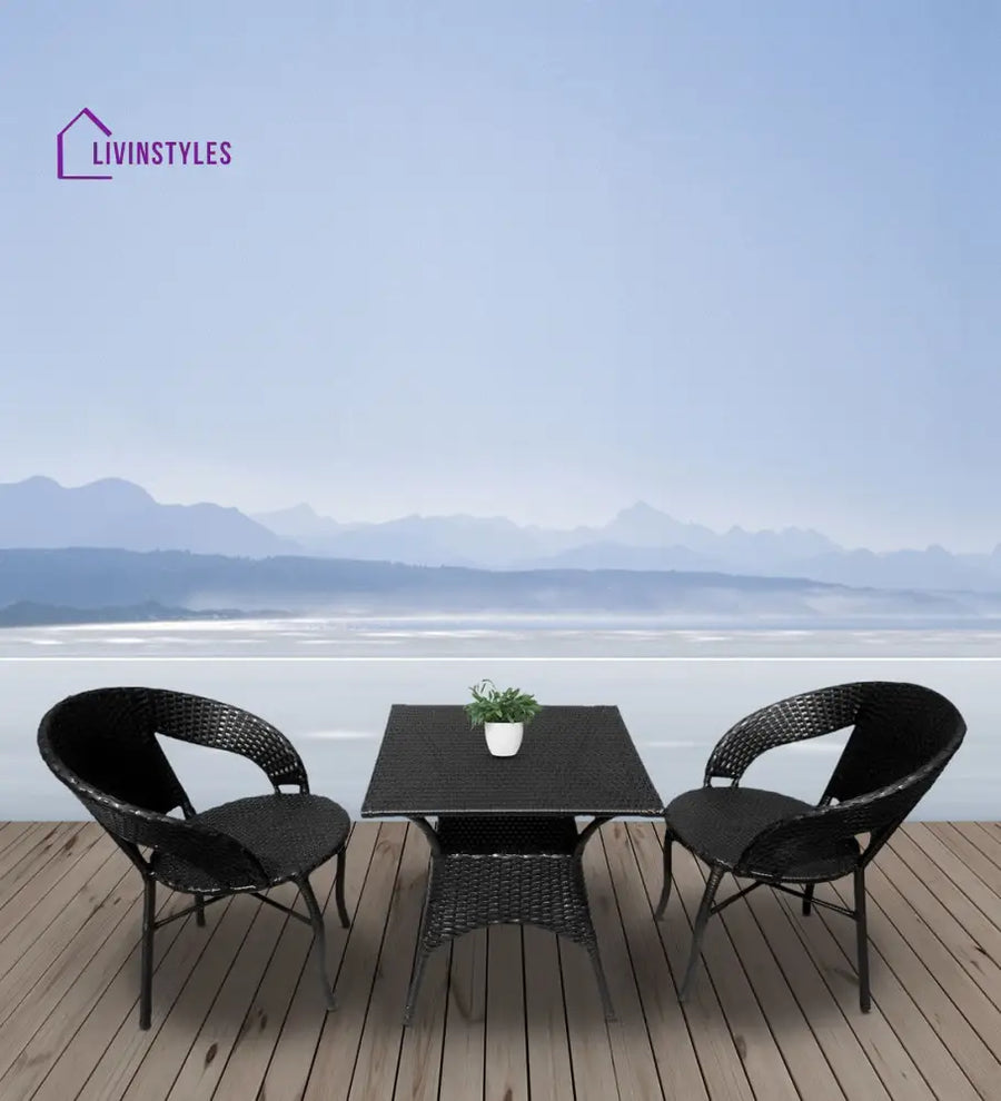 Trudy Outdoor Patio Seating Set 2 Chairs and 1 Table Set (Black) - Coffee Table Sets