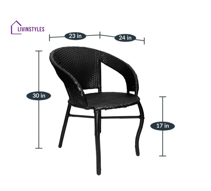 Trudy Outdoor Patio Seating Set 2 Chairs and 1 Table Set (Black) - Coffee Table Sets