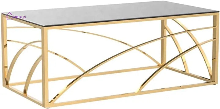 Trupti Stainless Steel Pvd Coated Coffee Table With Glass Top