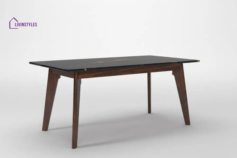 Tuan 6 Seater Compact Dining Sets with Black Ceramic Marble Top