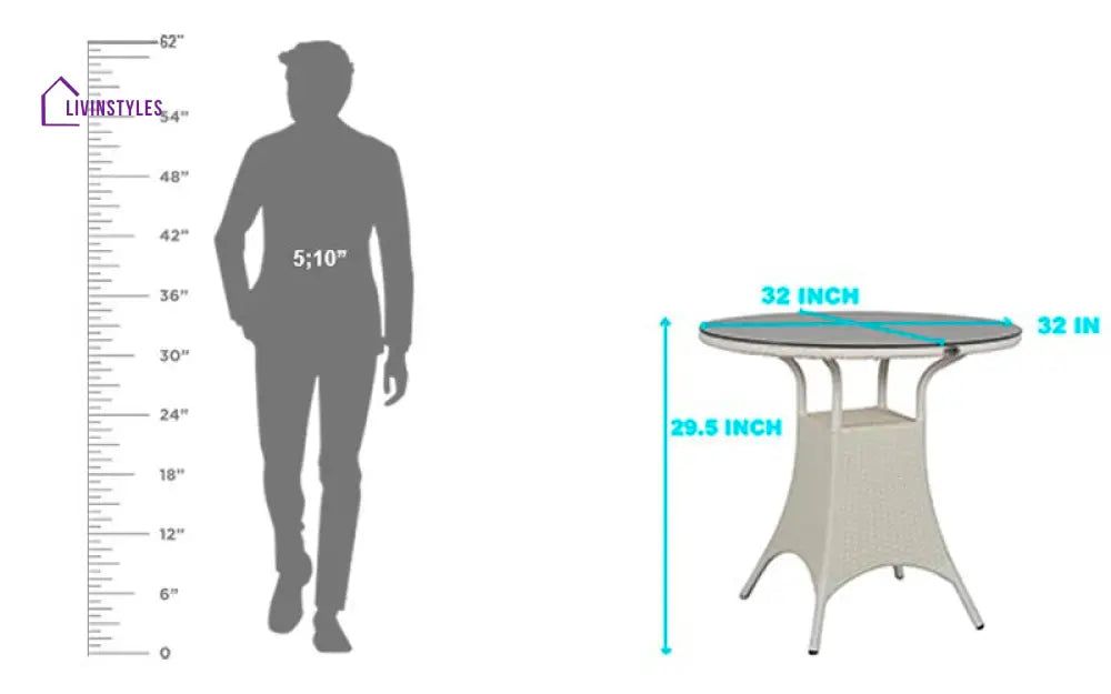 Tubl Outdoor Patio Seating Set 4 Chairs and 1 Table Set (White) - Coffee Table Sets
