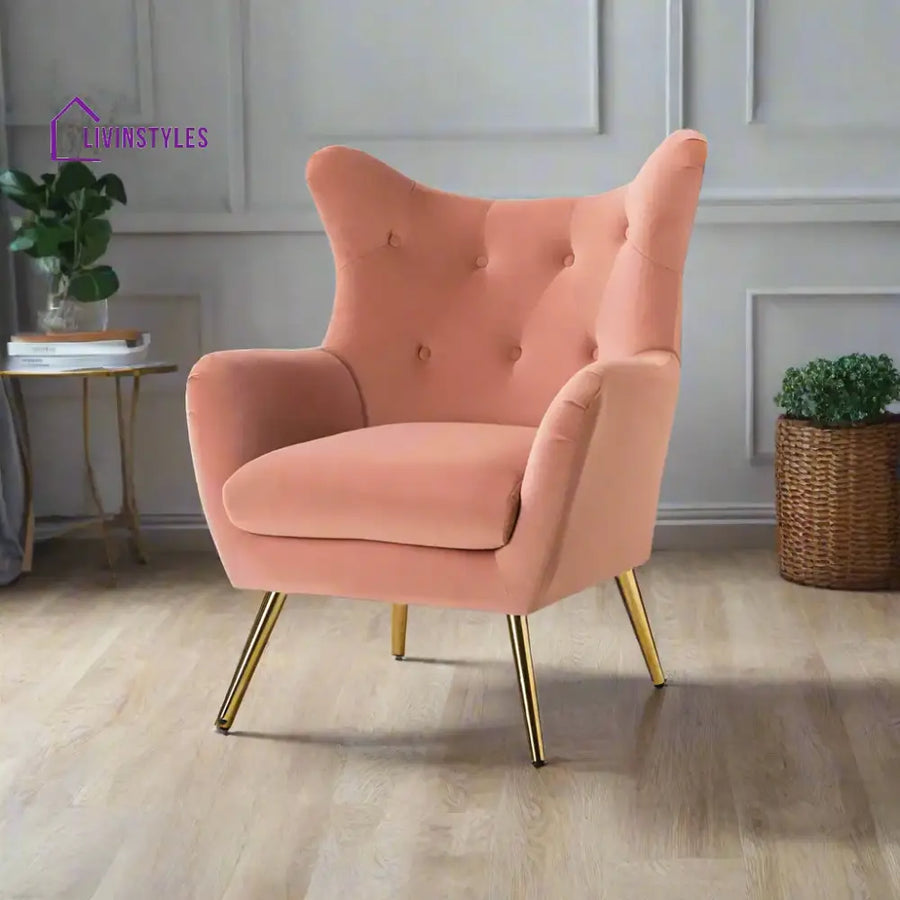 Tufted Velvet High-Back Chair Pink Furniture