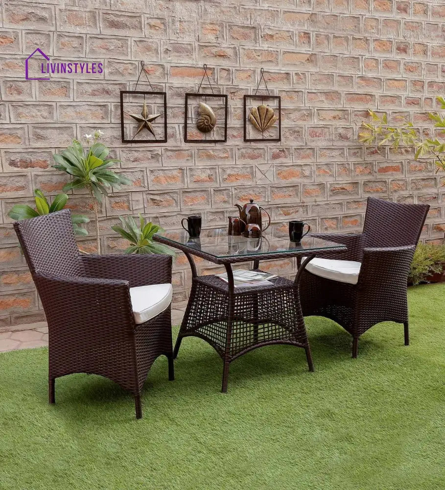 Tukur Outdoor Patio Seating Set 2 Chairs and 1 Table Set (Brown) - Coffee Table Sets
