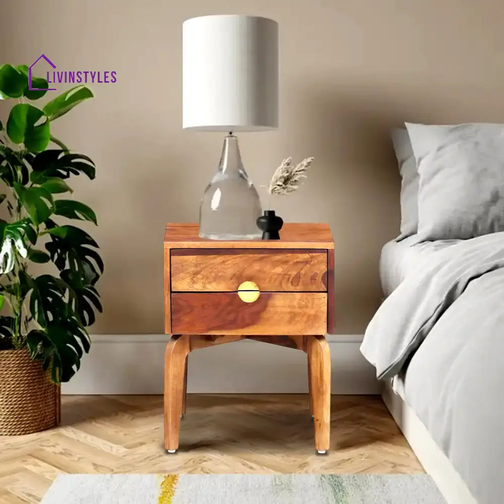 Tulsi Solid Wood Bedside Table Natural Bedroom Furniture Sets