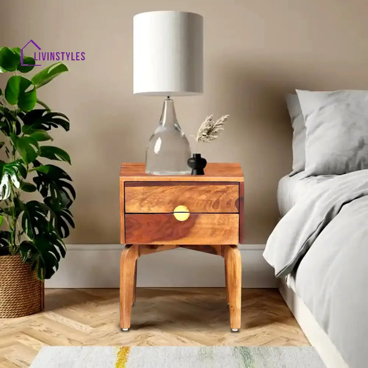 Tulsi Solid Wood Bedside Table Natural Bedroom Furniture Sets