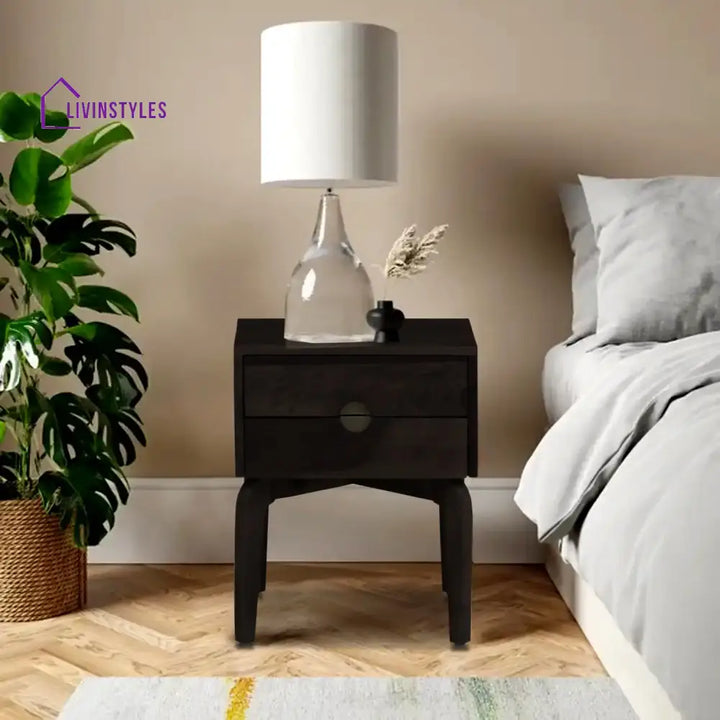 Tulsi Solid Wood Bedside Table Walnut Bedroom Furniture Sets