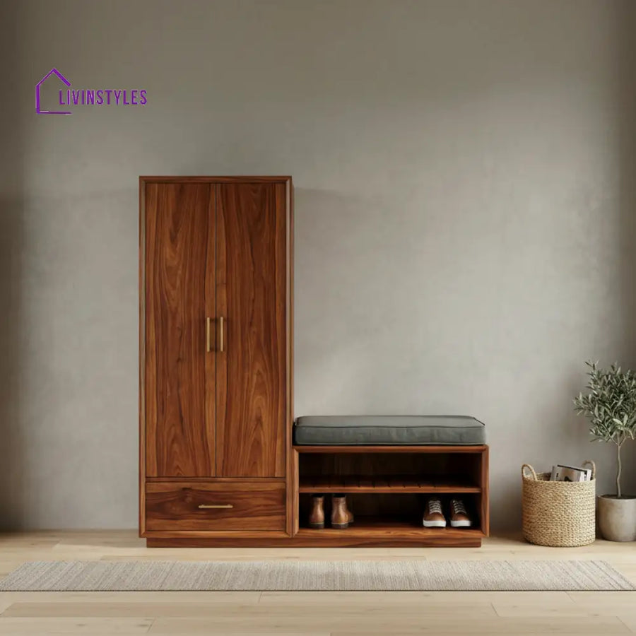 Turanga Solid Wood Sheesham Shoe Rack (Honey Finish)