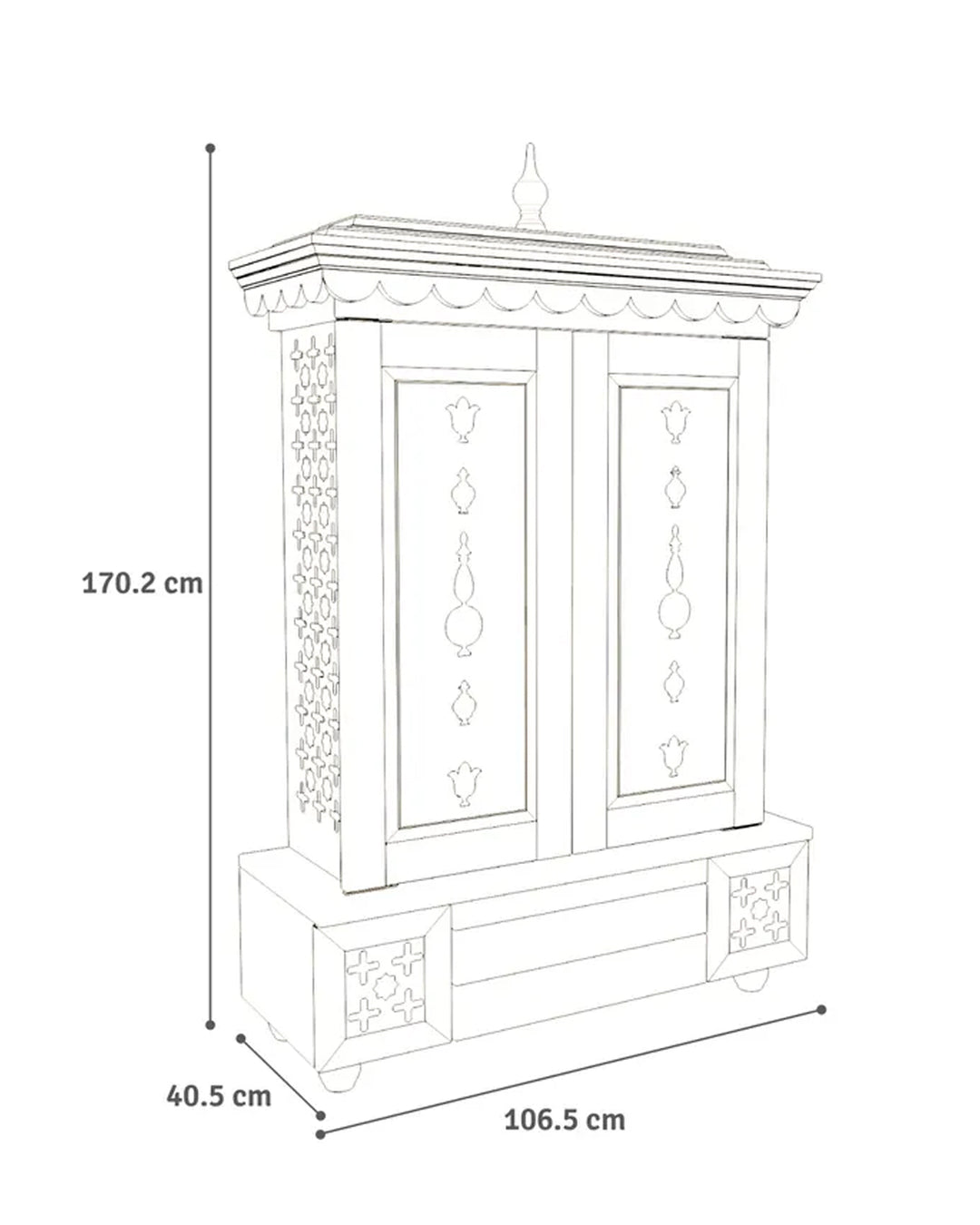 Daria Large Wooden Pooja Mandir for Home | Handcrafted Home Temple