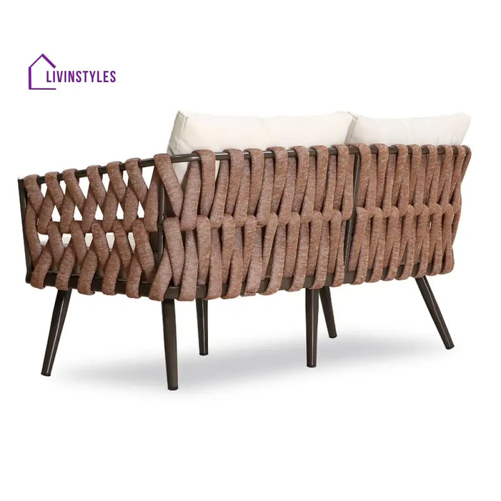 tya Kisele Outdoor Sofa Set 2 Seater 2 Single seater and 1 Center Table (Brown) Braided & Rope - Sofa Sets