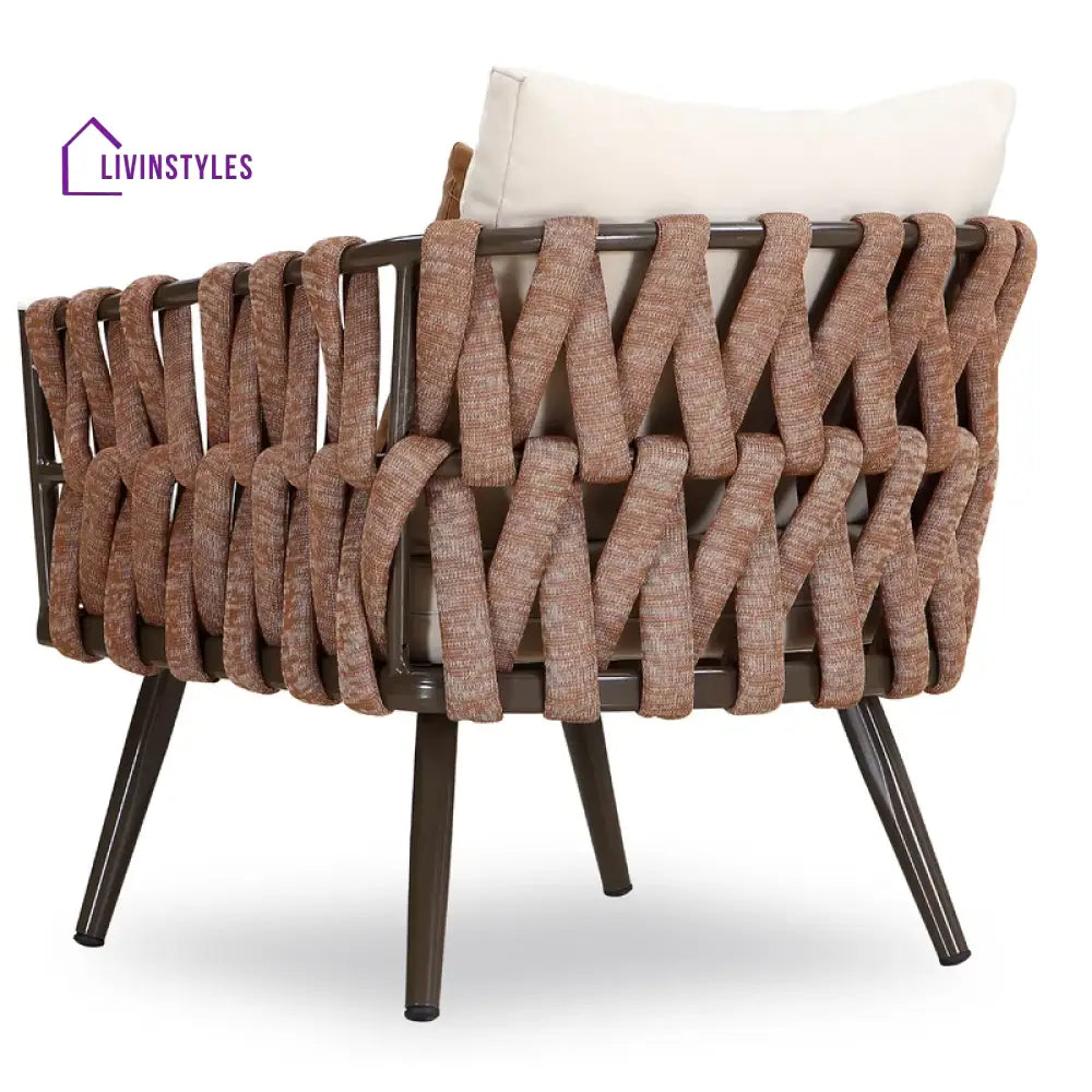 tya Kisele Outdoor Sofa Set 2 Seater 2 Single seater and 1 Center Table (Brown) Braided & Rope - Sofa Sets