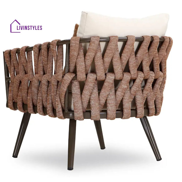 tya Kisele Outdoor Sofa Set 2 Seater 2 Single seater and 1 Center Table (Brown) Braided & Rope - Sofa Sets