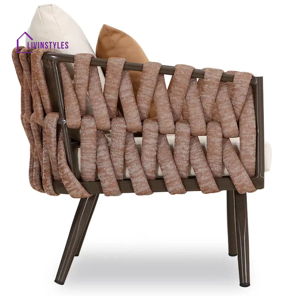 tya Kisele Outdoor Sofa Set 2 Seater 2 Single seater and 1 Center Table (Brown) Braided & Rope - Sofa Sets