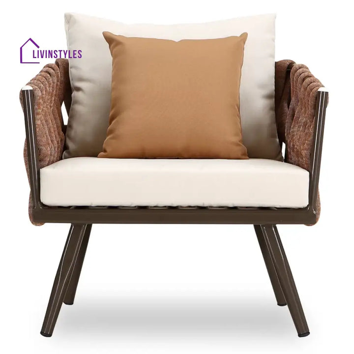 tya Kisele Outdoor Sofa Set 2 Seater 2 Single seater and 1 Center Table (Brown) Braided & Rope - Sofa Sets