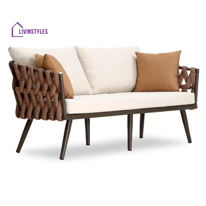 tya Kisele Outdoor Sofa Set 2 Seater 2 Single seater and 1 Center Table (Brown) Braided & Rope - Sofa Sets