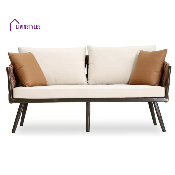 tya Kisele Outdoor Sofa Set 2 Seater 2 Single seater and 1 Center Table (Brown) Braided & Rope - Sofa Sets