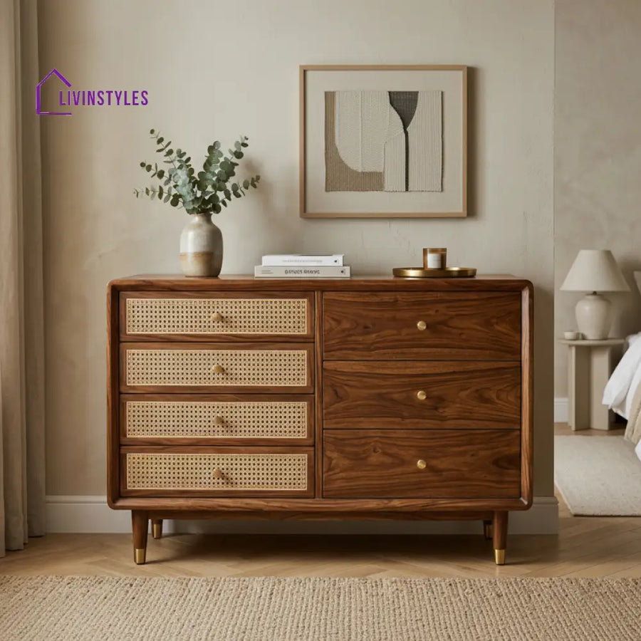 Tyler Solid Sheesham Wood Chest Of Drawers for Living Room | Bedroom