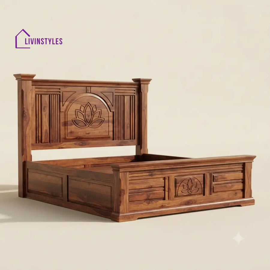 Udhaya Sheesham Wood Bed With Box Storage | Wooden Bed