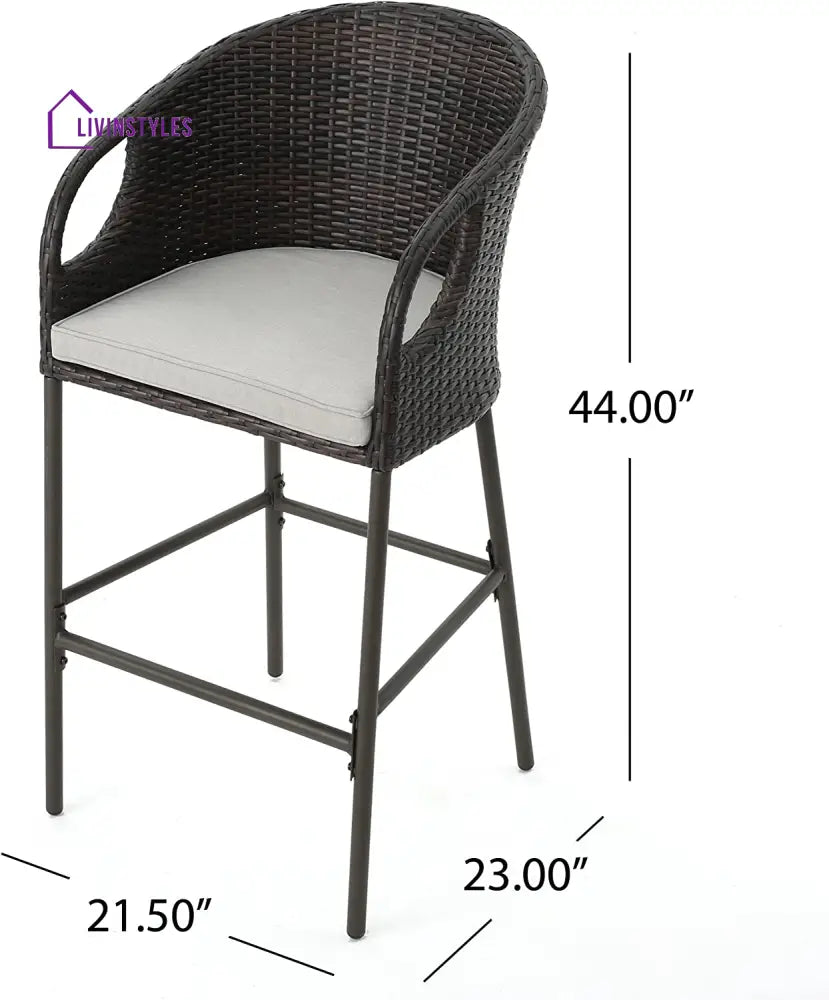 Udinesi Outdoor Patio Bar Chair 2 Chairs For Balcony (Brown) - Bar Sets