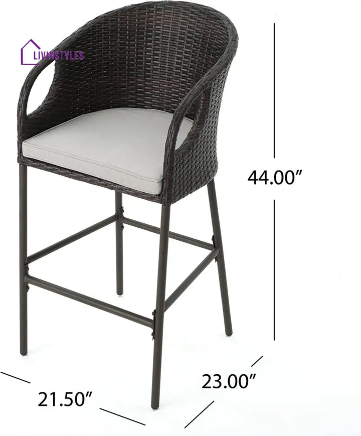 Udinesi Outdoor Patio Bar Chair 2 Chairs For Balcony (Brown) - Bar Sets