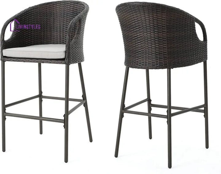 Udinesi Outdoor Patio Bar Chair 2 Chairs For Balcony (Brown) - Bar Sets