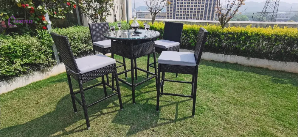 Udinesi Outdoor Patio Bar Sets 4 Chairs and 1 Table (Dark Brown) - Bar Sets