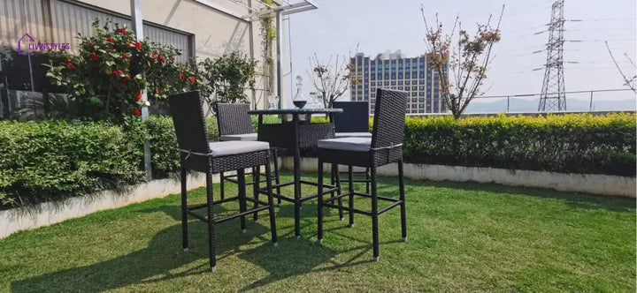 Udinesi Outdoor Patio Bar Sets 4 Chairs and 1 Table (Dark Brown) - Bar Sets