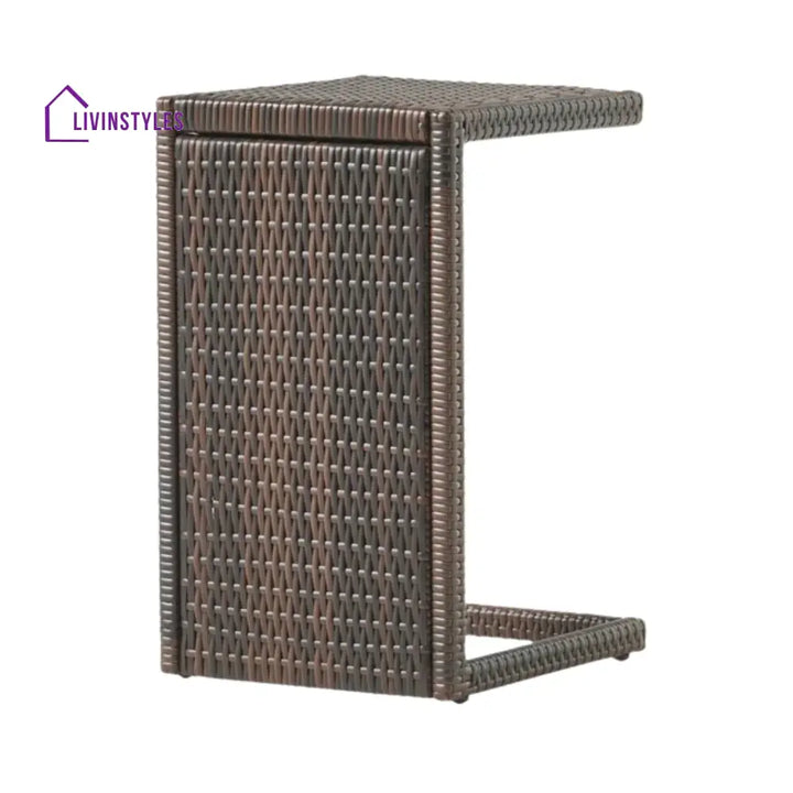 Udita Outdoor All-Weather HDPE Wicker Rattan Sunlounger Recliner with Side Table - Lounger Set