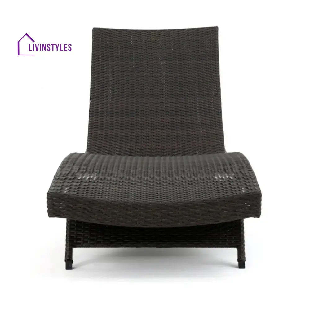 Udita Outdoor All-Weather HDPE Wicker Rattan Sunlounger Recliner with Side Table - Lounger Set