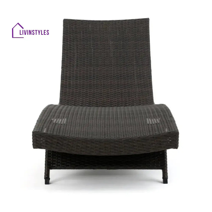 Udita Outdoor All-Weather HDPE Wicker Rattan Sunlounger Recliner with Side Table - Lounger Set