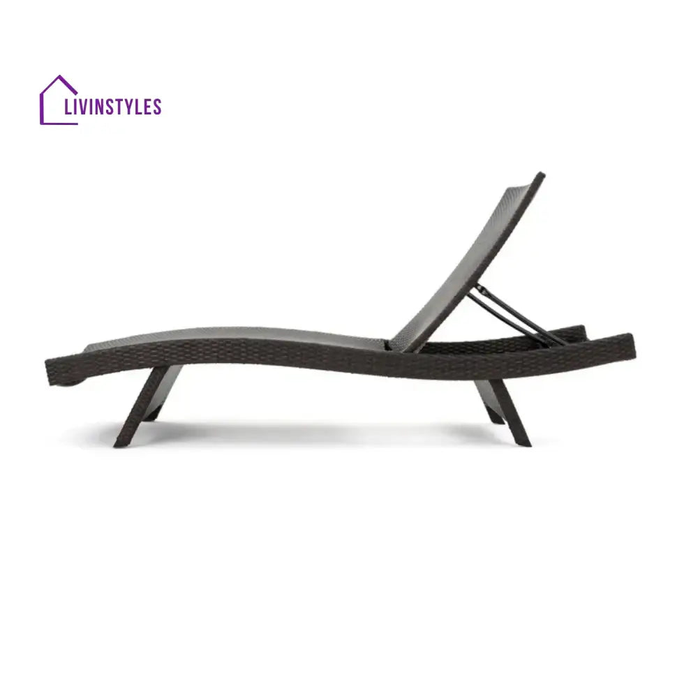 Udita Outdoor All-Weather HDPE Wicker Rattan Sunlounger Recliner with Side Table - Lounger Set