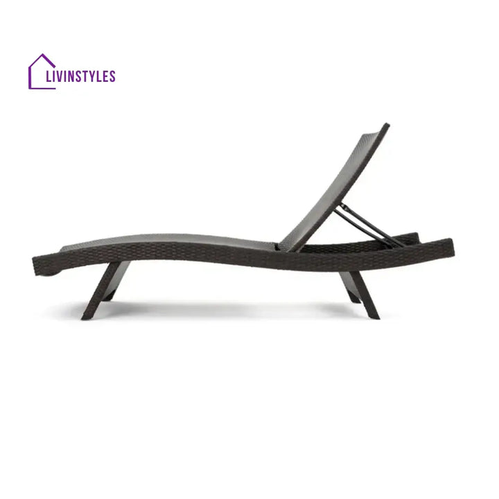 Udita Outdoor All-Weather HDPE Wicker Rattan Sunlounger Recliner with Side Table - Lounger Set