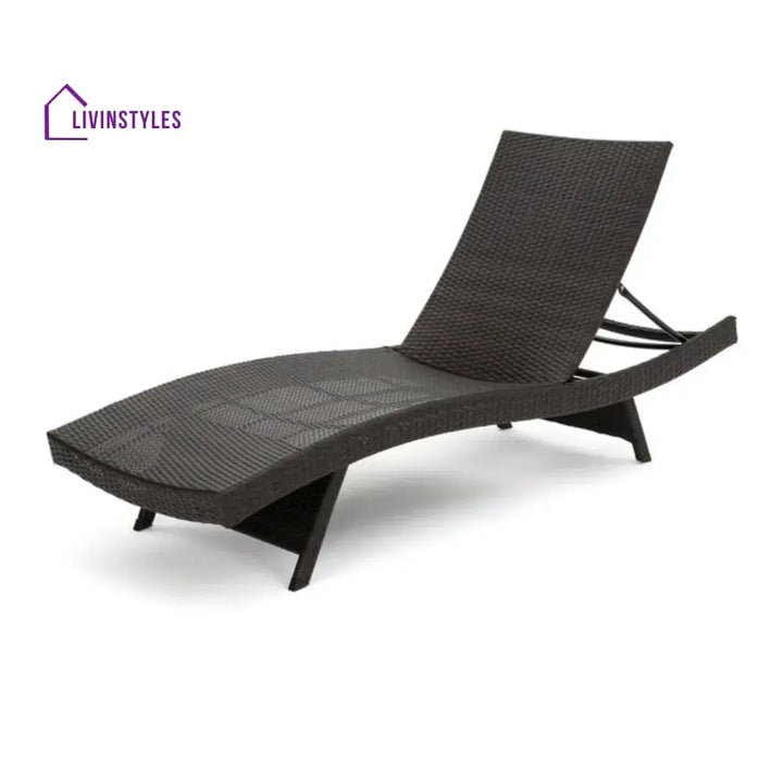 Udita Outdoor All-Weather HDPE Wicker Rattan Sunlounger Recliner with Side Table - Lounger Set