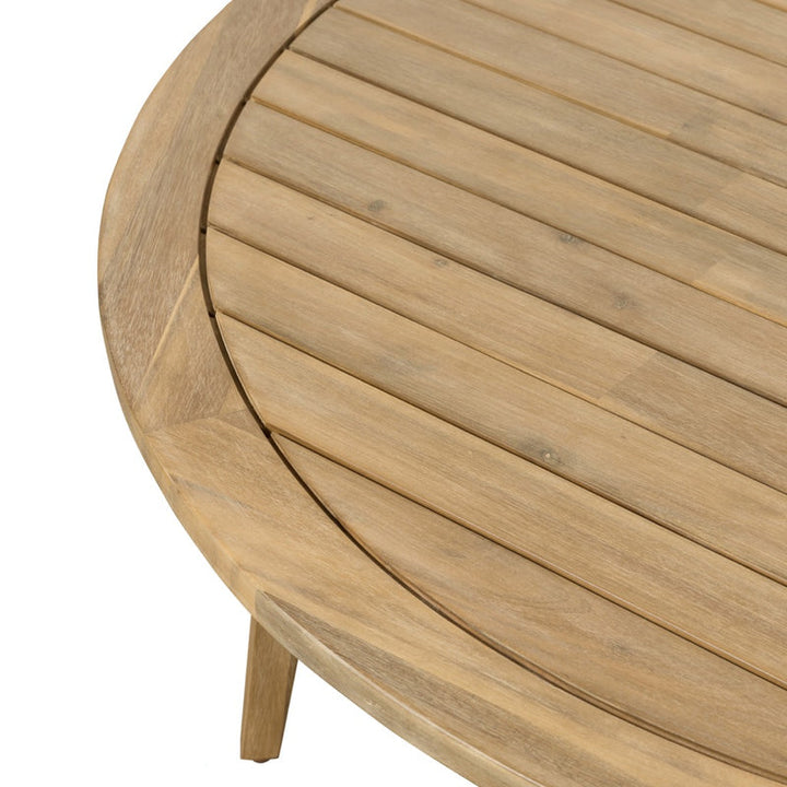 Aisha Outdoor Rounded Solid Wood Coffee Table