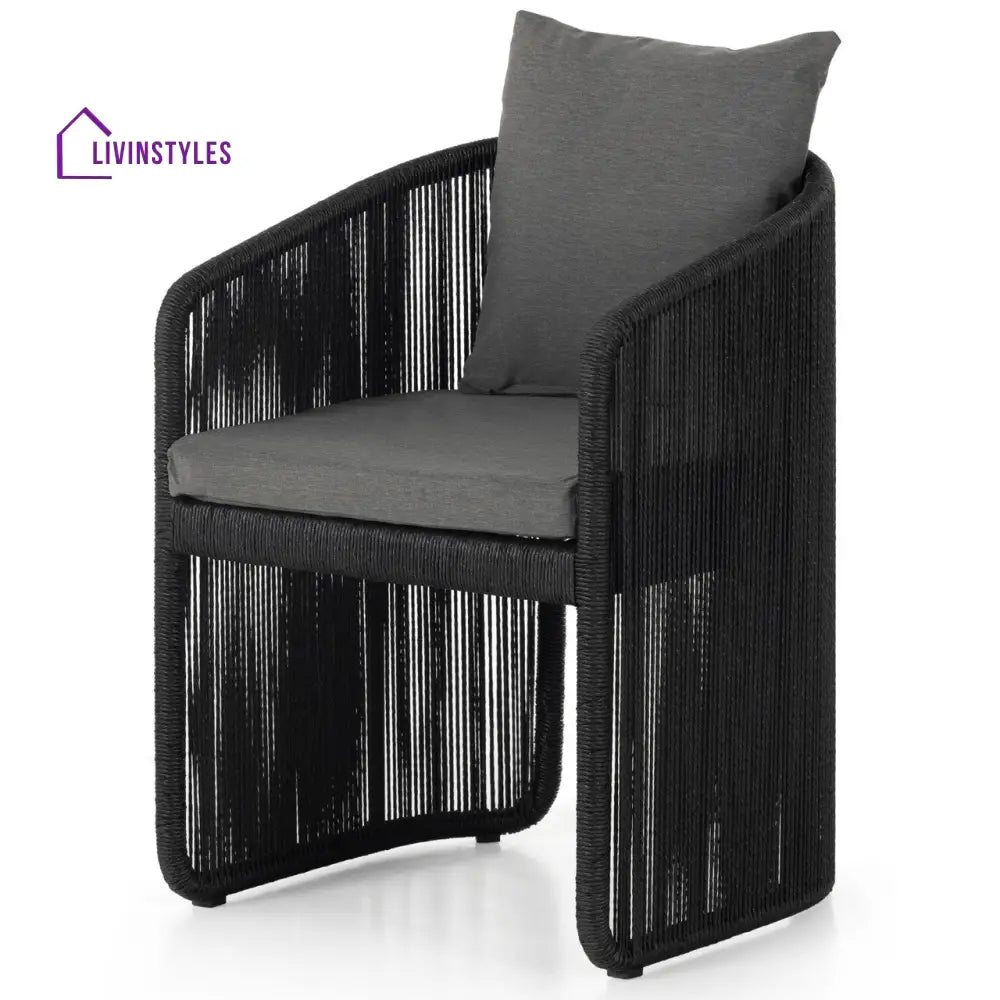 Ugo Outdoor Patio Seating Single chair (Black) - Black + Dark Grey - Coffee Table Sets