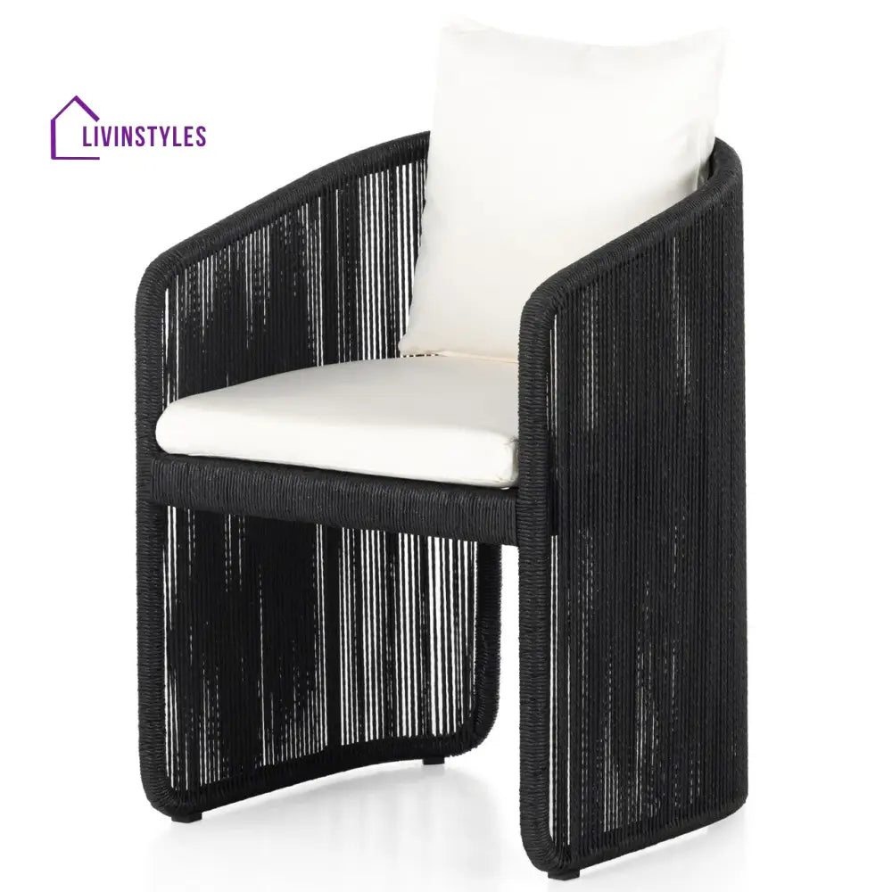 Ugo Outdoor Patio Seating Single chair (Black) - Black + White - Coffee Table Sets