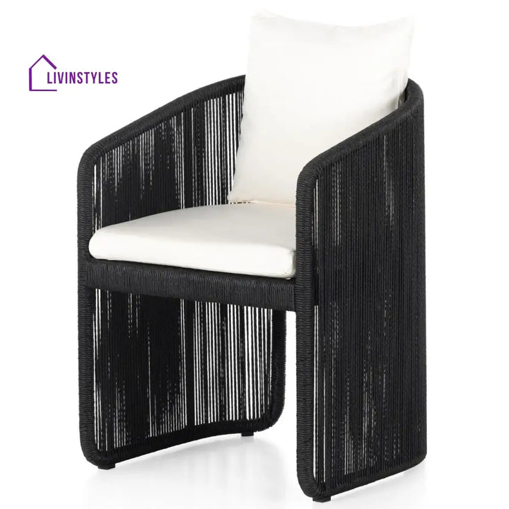 Ugo Outdoor Patio Seating Single chair (Black) - Black + White - Coffee Table Sets