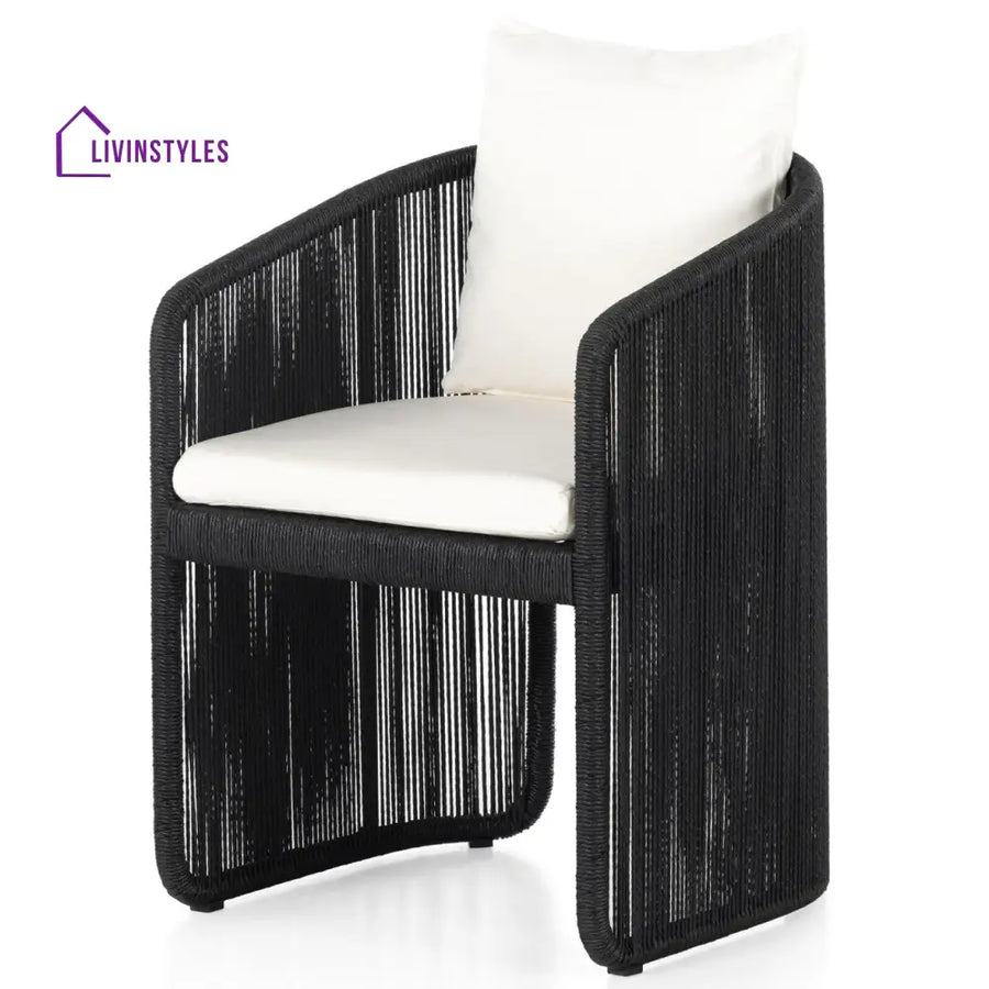 Ugo Outdoor Patio Seating Single chair (Black) - Black + White - Coffee Table Sets
