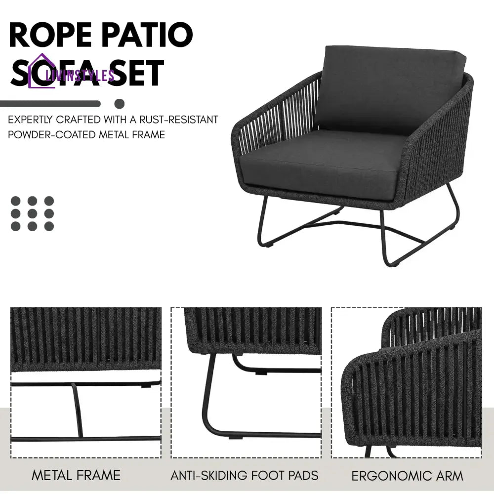 Ujjwala 4 Piece Outdoor All-Weather Rope Sofa Set - Sofa Set