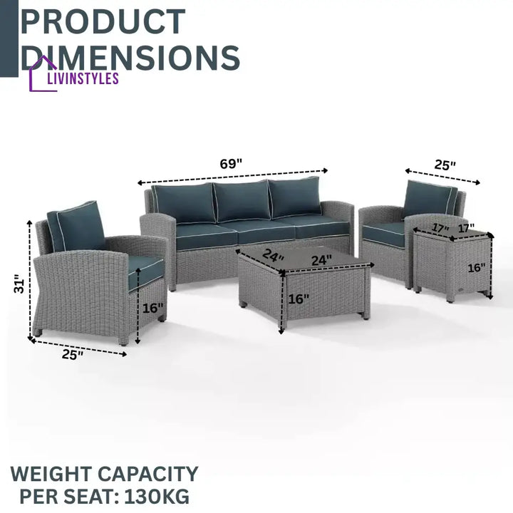 Ulani Outdoor Wicker 5-Seater Sofa Set - Sofa Set