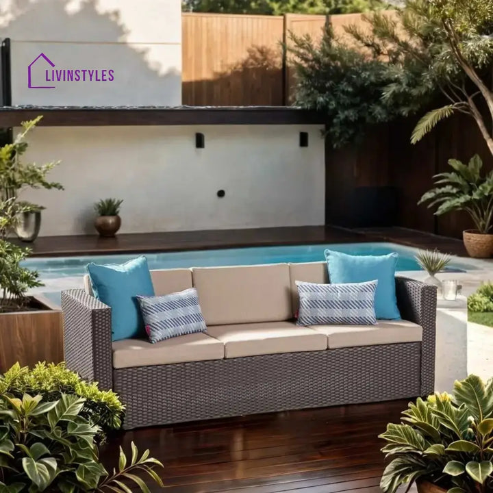 Ulfah Outdoor All-Weather Wicker 3-Seater Sofa - Sofa Set