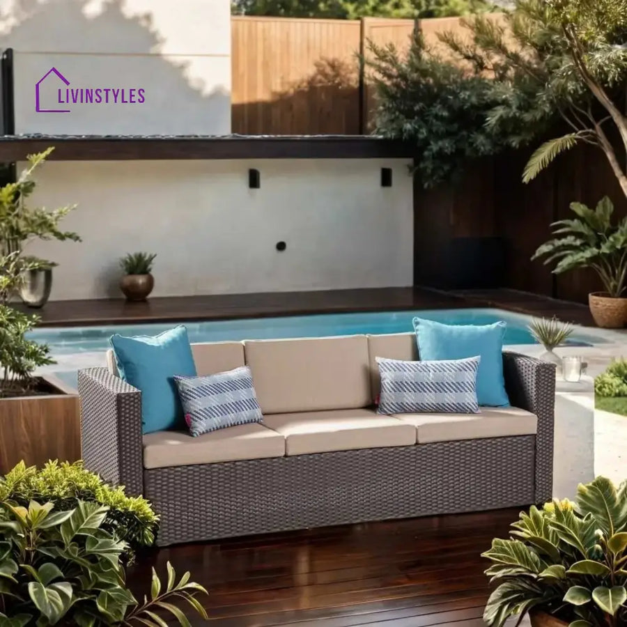 Ulfah Outdoor All-Weather Wicker 3-Seater Sofa - Sofa Set