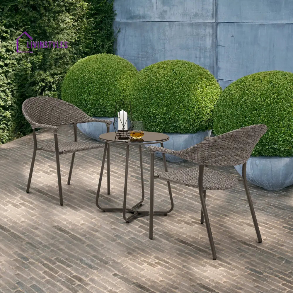 Ulli Outdoor Patio Seating Set 2 Chairs and 1 Table Set (Brown) - Coffee Table Sets