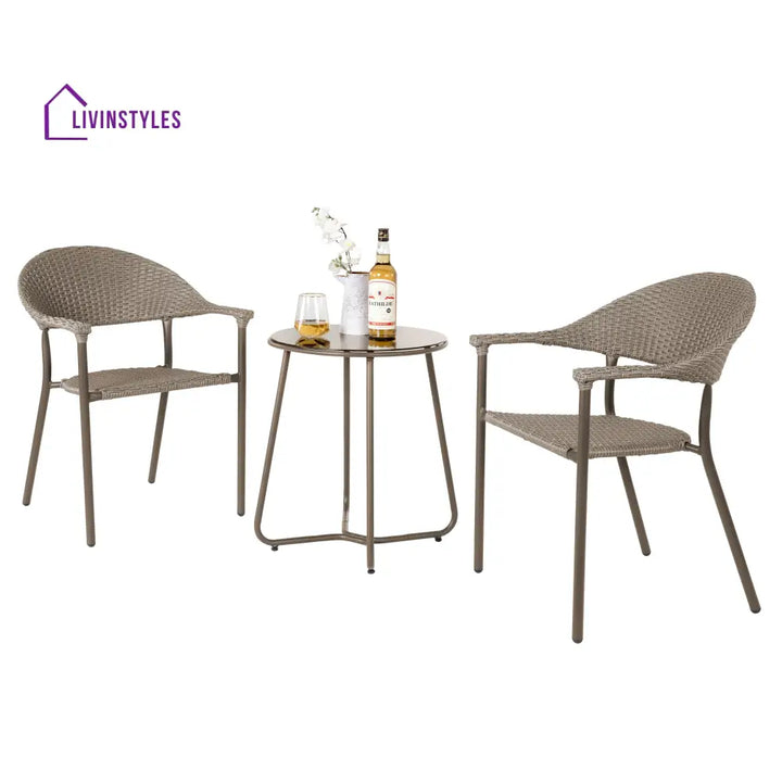 Ulli Outdoor Patio Seating Set 2 Chairs and 1 Table Set (Brown) - Coffee Table Sets