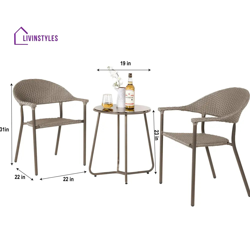 Ulli Outdoor Patio Seating Set 2 Chairs and 1 Table Set (Brown) - Coffee Table Sets