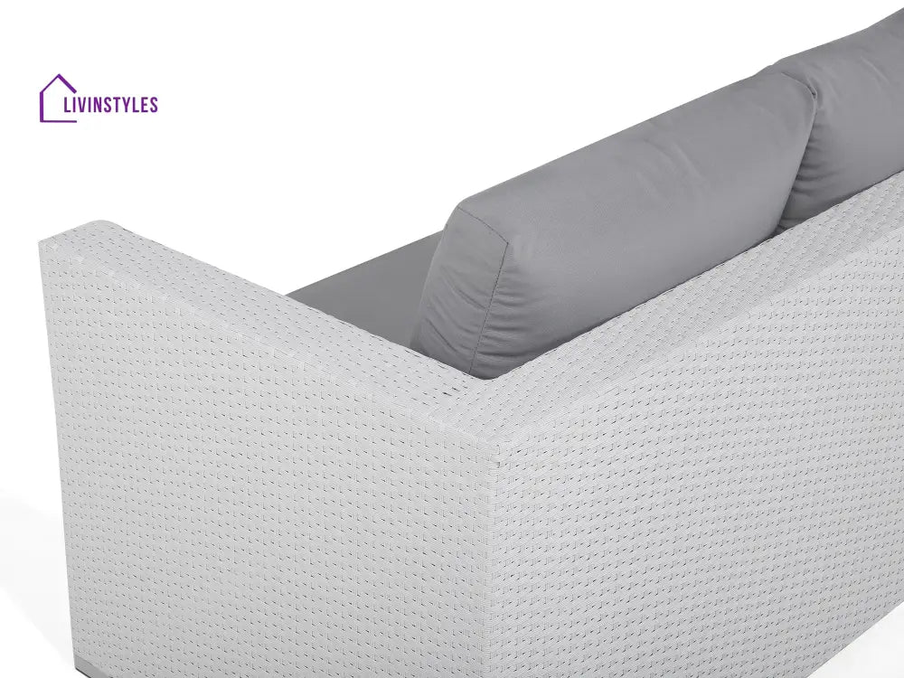 Ulva Outdoor Sofa Set 8 Seater Single Seater and 2 Center Table Set (White + Grey) - Sofa Sets
